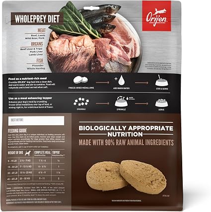 ORIJEN WHOLEPREY Freeze Dried Dog Food & Topper Regional Red 16oz Bag