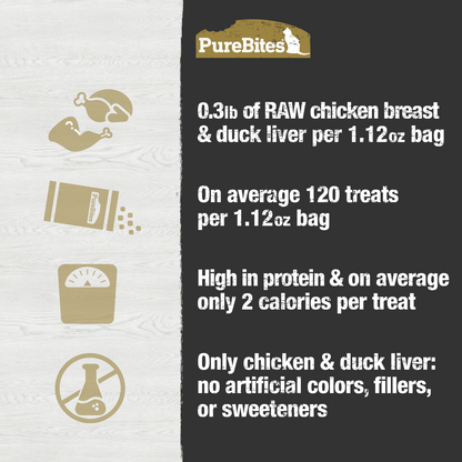 Freeze Dried Cat Treats, Chicken & Duck Liver, 1.12oz 3 pack