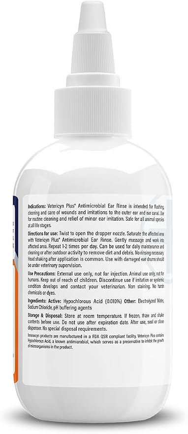 Vetericyn Plus Dog Ear Rinse 3oz for Dogs, Cats, Rabbits, and all animal's ear problems 3oz