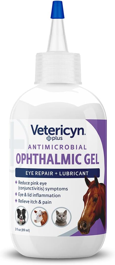 Vetericyn Plus Ophthalmic Eye Gel for Horses | Eye Ointment Alternative to Lubricate and Relieve Horse Eye Irritations, Safe for All Animals. 3 ounces