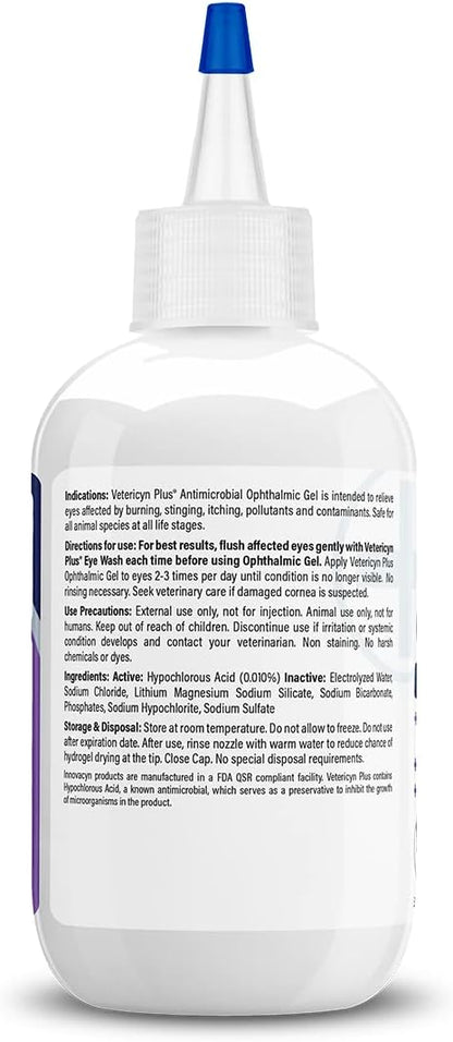 Vetericyn Plus Ophthalmic Eye Gel for Horses | Eye Ointment Alternative to Lubricate and Relieve Horse Eye Irritations, Safe for All Animals. 3 ounces