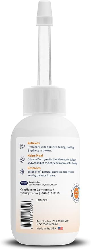 Vetericyn Triple-Action Dog Ear Treatment, Ear Drops with 1% Hydrocortisone