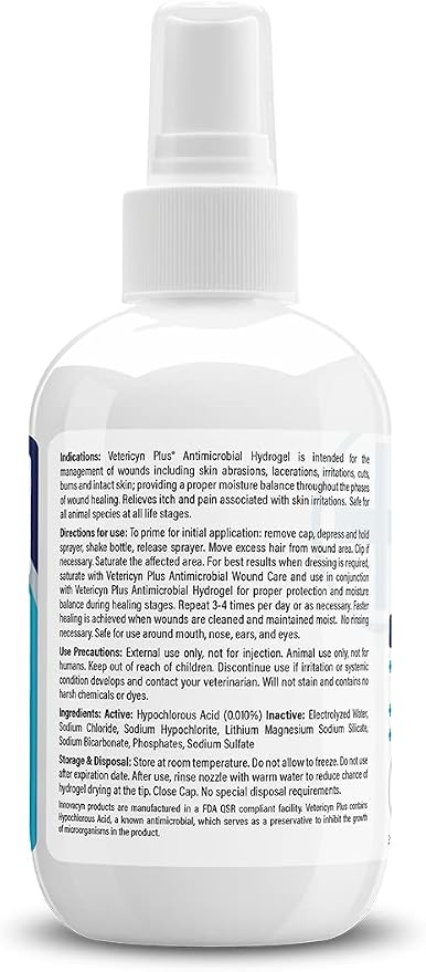 Vetericyn Plus Hydrogel Spray for animals, Wound & Skin Care Gel, 3 oz