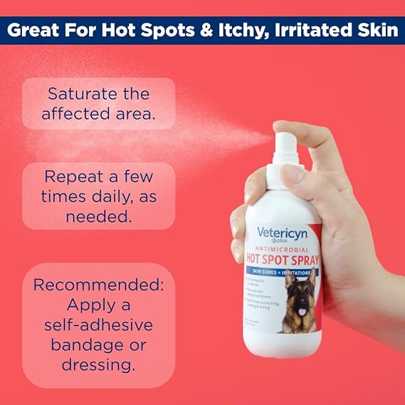 Vetericyn Plus Hot Spot Spray for Dogs, Itch Relief for Dogs & Cats, 8 oz