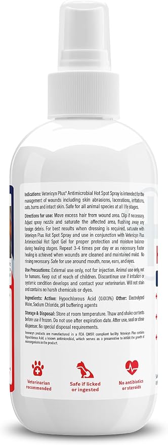 Vetericyn Plus Hot Spot Spray for Dogs, Itch Relief for Dogs & Cats, 8 oz
