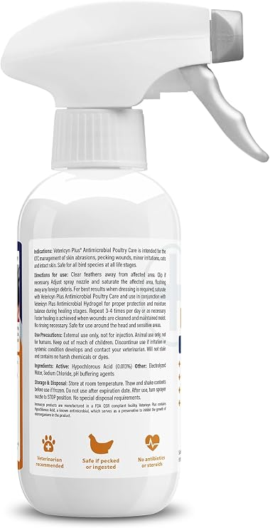 Vetericyn Plus Poultry Wound Care Spray, Healing Aid & Skin Repair, 8 oz