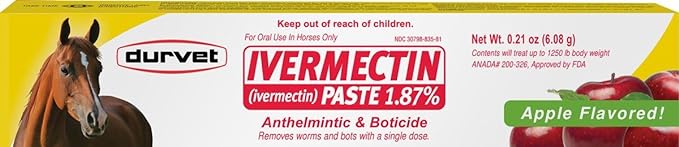 DURVET Equine Ivermectin Paste 1.87% for Horses Apple flavor 6.08 g