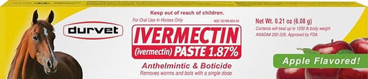DURVET Equine Ivermectin Paste 1.87% for Horses Apple flavor 6.08 g