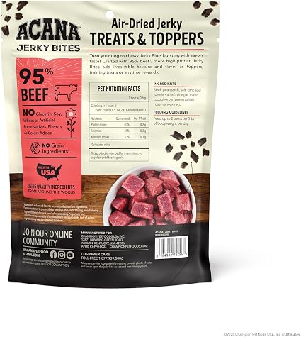 ACANA Jerky Bites Dog Treats Beef Recipe 6oz Bag