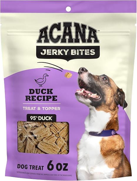 ACANA Jerky Bites Dog Treats Duck Recipe 6oz Bag