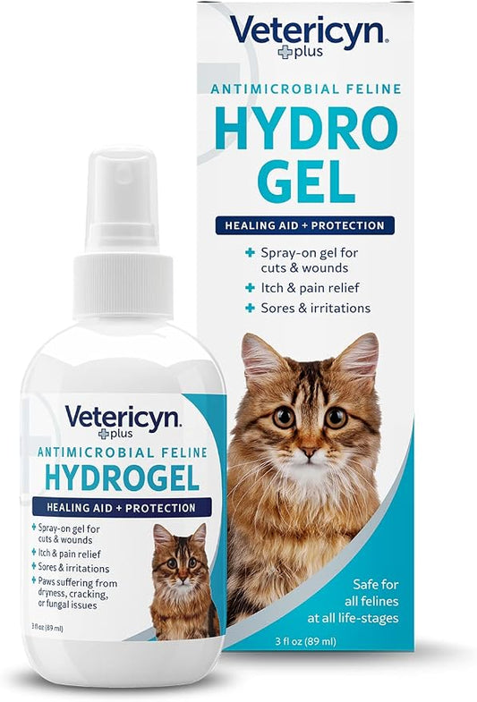 Vetericyn Plus Cat Wound Care Hydrogel Spray | Feline Healing Aid and Wound Protectant, Sprayable Gel to Relieve Cat Itchy Skin. 3 Ounces