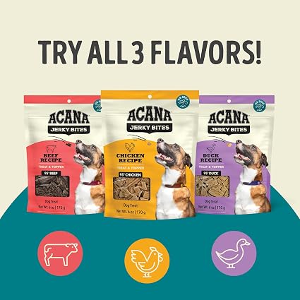 ACANA Jerky Bites Dog Treats Duck Recipe 6oz Bag