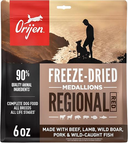 ORIJEN WHOLEPREY Freeze Dried Dog Food & Topper Regional Red 6oz Bag