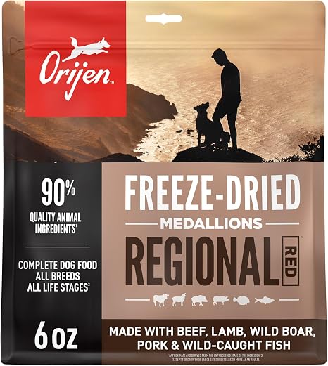 ORIJEN WHOLEPREY Freeze Dried Dog Food & Topper Regional Red 6oz Bag