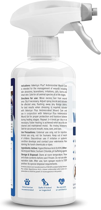 Vetericyn Plus Dog Wound Care Spray, Lick-Safe Wound & Skin Care, 16 oz