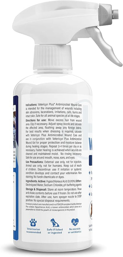 Vetericyn Plus Dog Wound Care Spray, Lick-Safe Wound & Skin Care, 16 oz
