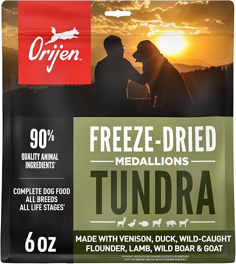 ORIJEN WHOLEPREY Freeze Dried Dog Food & Topper Tundra 6oz Bag