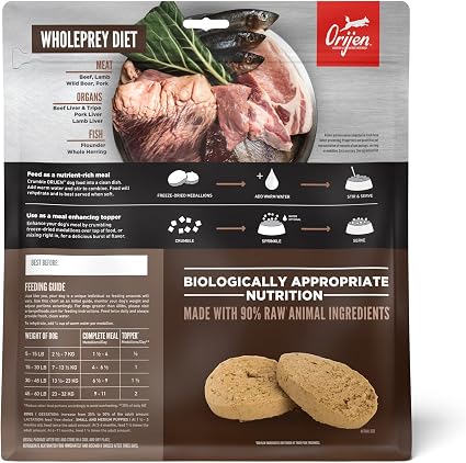ORIJEN WHOLEPREY Freeze Dried Dog Food & Topper Regional Red 6oz Bag