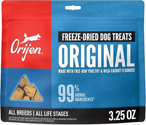 ORIJEN WHOLEPREY Freeze Dried Dog Treats Original Recipe 3.25oz Bag
