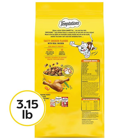 Temptations Tasty Chicken Flavor Adult Dry Cat Food, 3.15 lb. Bag