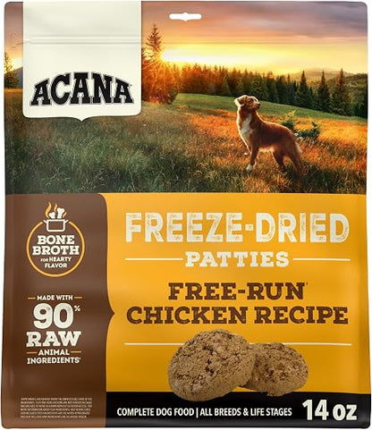 ACANA Freeze Dried Dog Food & Topper Free-Run Chicken Patties 14oz Bag