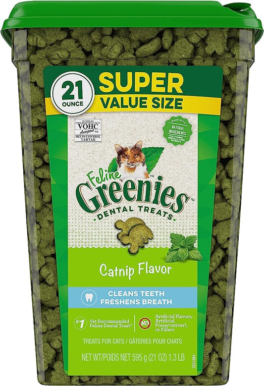 Greenies Feline Adult Natural Dental Care Cat Treats, Catnip Flavor 21oz