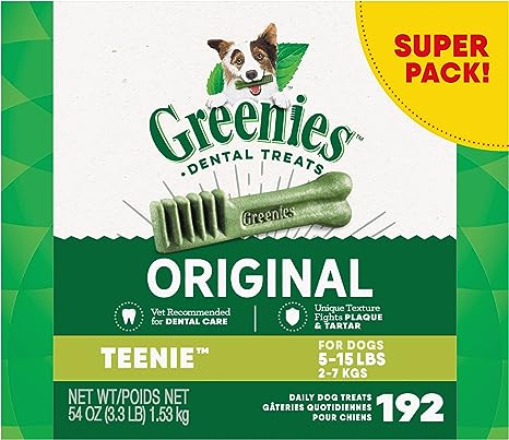 GREENIES Teenie Natural Dental Care Dog Treats, 54 oz. Pack (54 Treats)