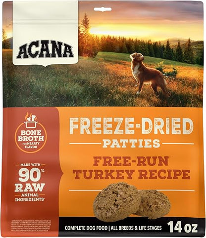 ACANA Freeze Dried Dog Food & Topper Free-Run Turkey Patties 14oz Bag
