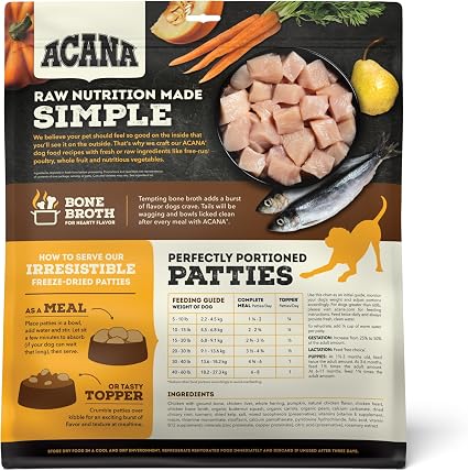 ACANA Freeze Dried Dog Food & Topper Free-Run Chicken Patties 14oz Bag