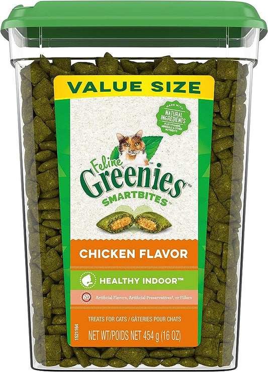 Greenies Feline Smartbites Healthy Indoor Natural Treats for Cats, Chicken Flavor, 16 oz