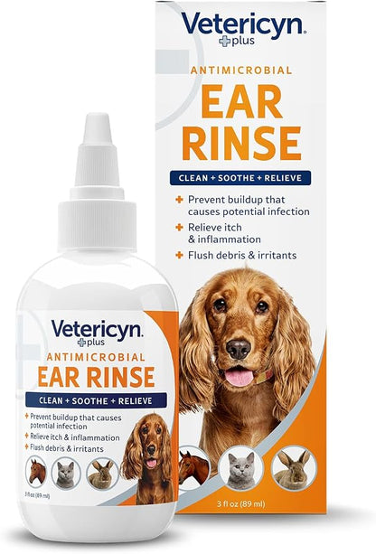 Vetericyn Plus Dog Ear Rinse 3oz for Dogs, Cats, Rabbits, and all animal's ear problems 3oz