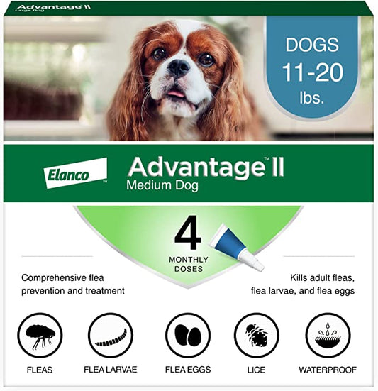 Advantage II Teal 4 pack- Dogs 11 - 20 pounds