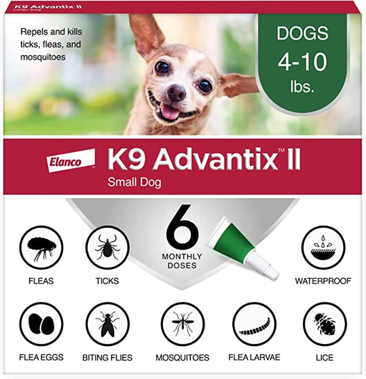 K9 Advantix II for Dogs 10 pounds and under (Green 6 Pack)