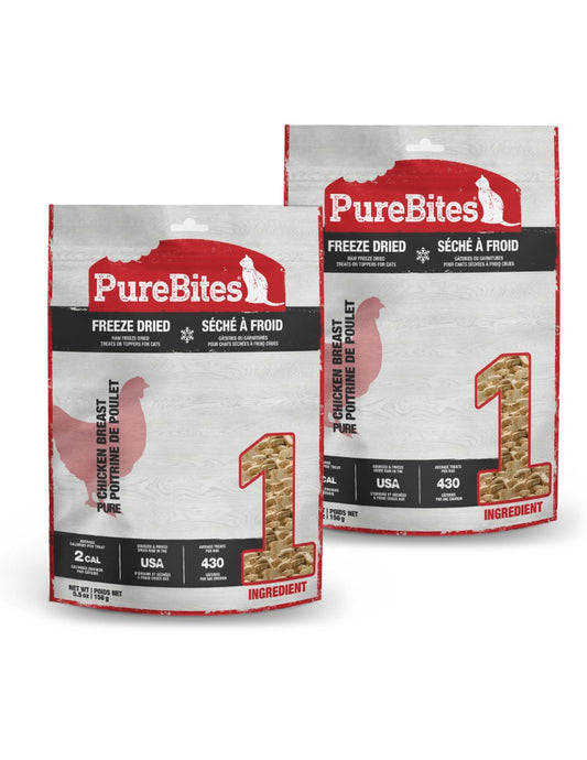 PureBites Freeze Dried Cat Treats, Chicken, 156g | 5.5oz, Jumbo Size 2 Pack
