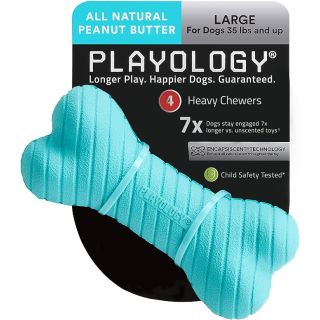 Playology Dual Layer Bone Dog Toy, for Large Dog Breeds (35lbs and Up)  Peanut Butter Scented
