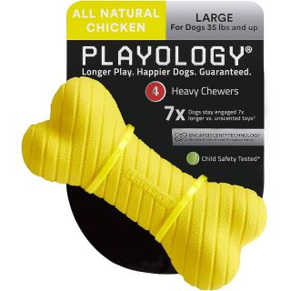 Playology Dual Layer Bone Dog Toy, for Large Dogs (35lbs and Up) Chicken Scented