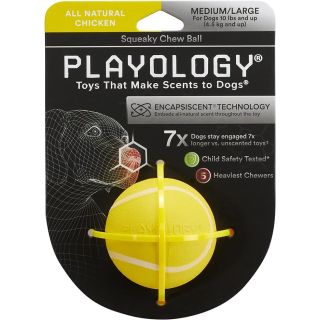 Playology Squeaky Dog Balls for Medium and Large Dogs (10lbs & Up) Chicken Scented