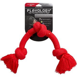Playology Dri Tech Rope Dog Chew Toy - for Large Dogs (35lbs and Up) Beef Scented