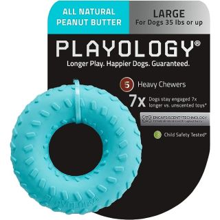 Playology Dual Layer Ring Toy, for Large Dogs (35lbs and Up)  Peanut Butter 