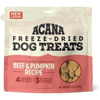 ACANA Freeze Dried Dog Treats, Limited Ingredient  Beef and Pumpkin Dog Recipe, 3.25oz