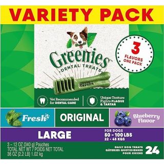 Greenies Large Natural Dental Care Dog Treats, 36 oz. Variety Pack, 3 Packs of 12 oz. Treats