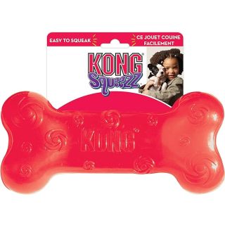 Kong Squeezz Bone Strong Squeaky Dog Toy Squaks if Punctured