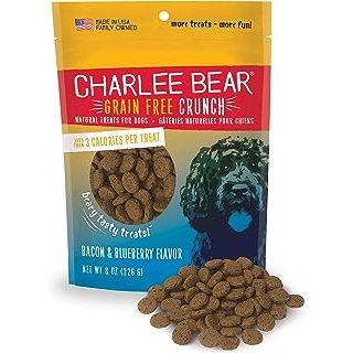 Charlee Bear Grain Free Crunch Dog Treats, Bacon & Blueberry Flavor, 8 oz