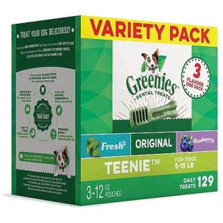 Greenies Teenie Natural Dental Care Dog Treats, 36 oz. Variety Pack, 3 Packs of 12 oz. Treats