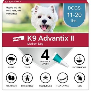 K9 Advantix II for Dogs 11 to 20 pounds (Teal 4 Pack)