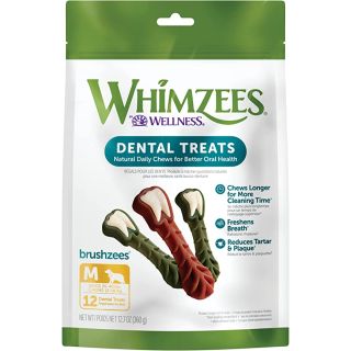 Whimzees Natural Dental Chews Medium Brushzees 12 Medium Dental Chews